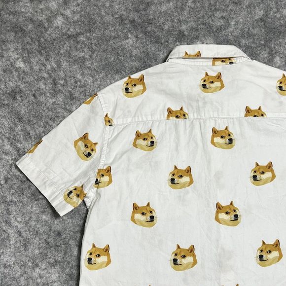 Phirts Shirt Men’s S White Button Up Allover Corgi Dog Print 100% Cotton - Picture 16 of 17